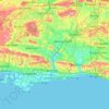 Mapa topográfico West Sussex, altitude, relevo