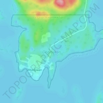 Mapa topográfico Obedjiwan, altitude, relevo