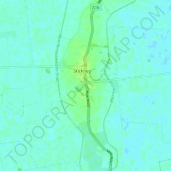 Mapa topográfico Stickney, altitude, relevo