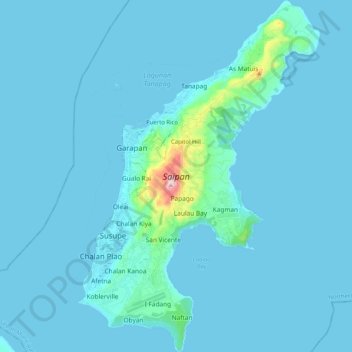 Mapa topográfico Saipã, altitude, relevo