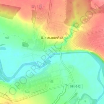 Mapa topográfico Шемышейка, altitude, relevo