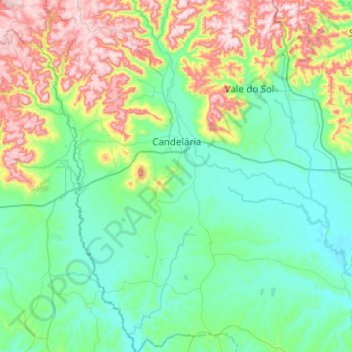 Mapa topográfico Candelária, altitude, relevo