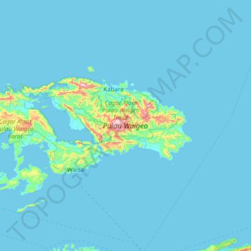 Mapa topográfico Isla de Waigeo, altitude, relevo