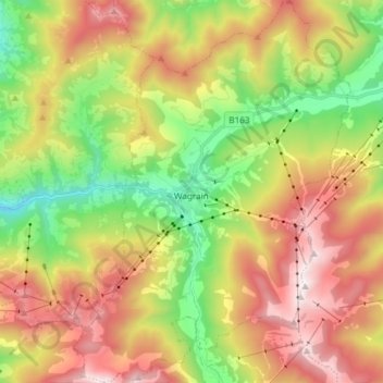 Mapa topográfico Wagrain, altitude, relevo