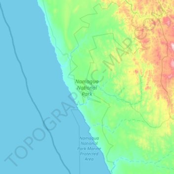 Mapa topográfico Namaqua National Park, altitude, relevo
