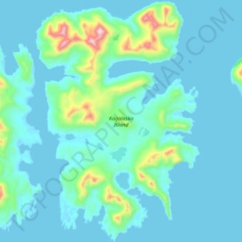Mapa topográfico Kagalaska Island, altitude, relevo