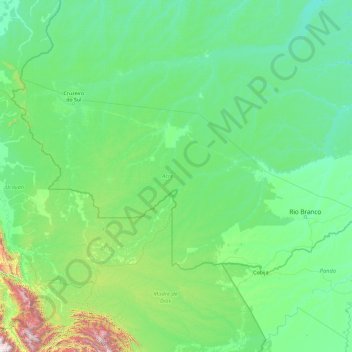 Mapa topográfico Acre, altitude, relevo