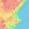 Mapa topográfico Valencian Community, altitude, relevo