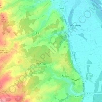 Mapa topográfico Le Moulin Neuf, altitude, relevo