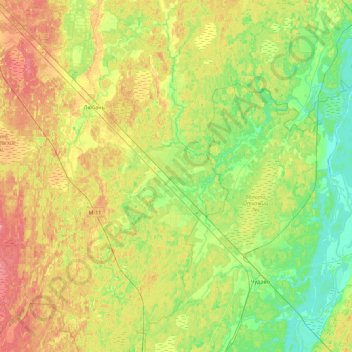 Mapa topográfico Тигода, altitude, relevo