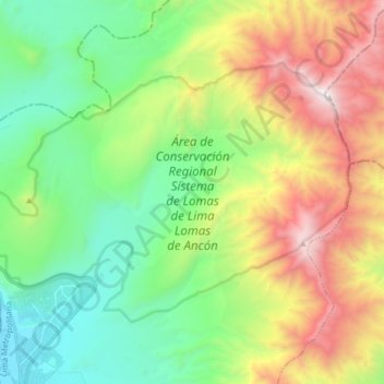 Mapa topográfico Área de Conservación Regional Sistema de Lomas de Lima Lomas de Ancón, altitude, relevo
