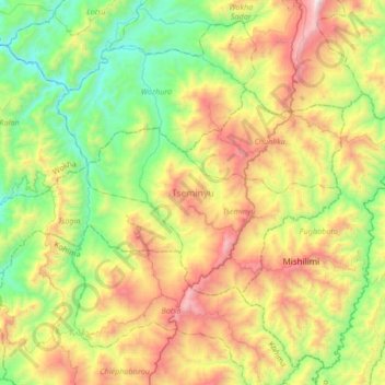 Mapa topográfico Tseminyu, altitude, relevo