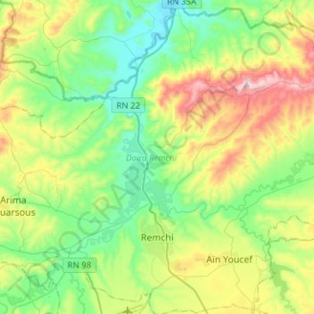 Mapa topográfico Remchi, altitude, relevo