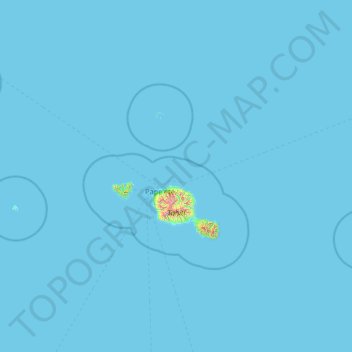 Mapa topográfico Îles du Vent, altitude, relevo