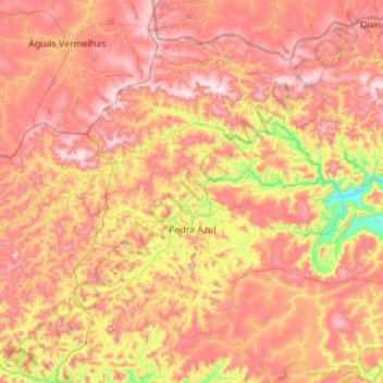 Mapa topográfico Pedra Azul, altitude, relevo