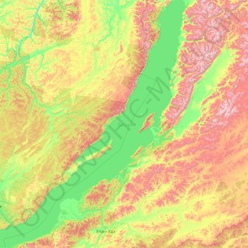 Mapa topográfico Lake Baikal, altitude, relevo