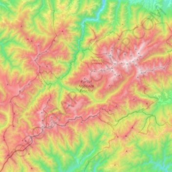 Mapa topográfico Parcul Național Retezat, altitude, relevo