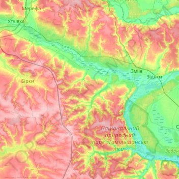 Mapa topográfico Зміївська міська громада, altitude, relevo