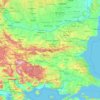 Mapa topográfico Bulgária, altitude, relevo