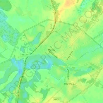 Mapa topográfico Миоры, altitude, relevo