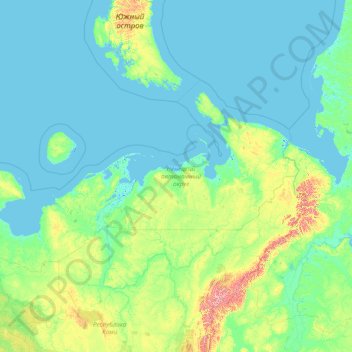 Mapa topográfico Заполярный район, altitude, relevo