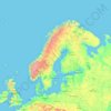 Mapa topográfico Países Nórdicos, altitude, relevo