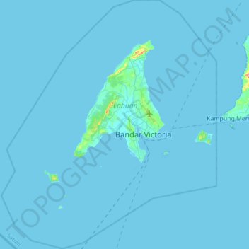 Mapa topográfico Labuan, altitude, relevo