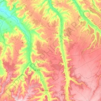 Mapa topográfico Livarot-Pays-d'Auge, altitude, relevo