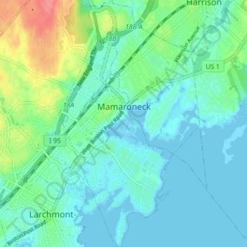 Mapa topográfico Village of Mamaroneck, altitude, relevo