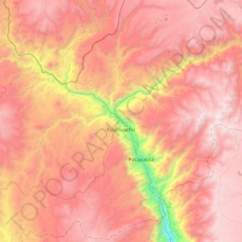 Mapa topográfico Upahuacho, altitude, relevo