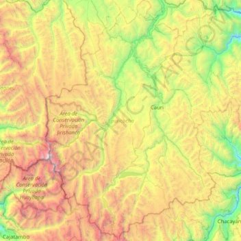 Mapa topográfico Lauricocha, altitude, relevo