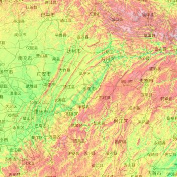Mapa topográfico Chongqing, altitude, relevo