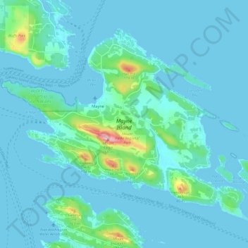 Mapa topográfico Mayne Island, altitude, relevo