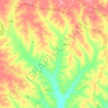 Mapa topográfico Suliapada, altitude, relevo
