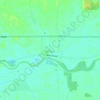 Mapa topográfico Gilboa, altitude, relevo