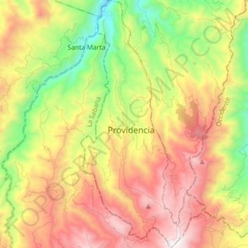 Mapa topográfico Providencia, altitude, relevo