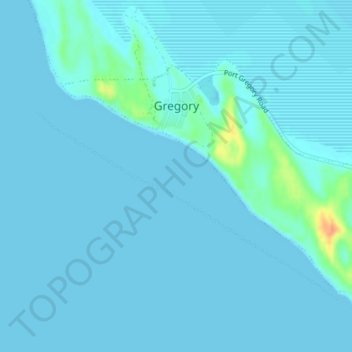 Mapa topográfico Gregory, altitude, relevo