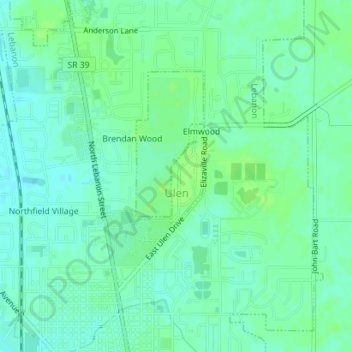 Mapa topográfico Ulen, altitude, relevo