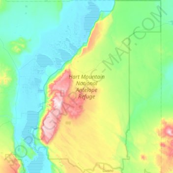 Mapa topográfico Hart Mountain National Antelope Refuge, altitude, relevo