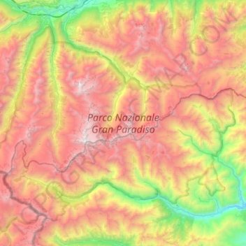 Mapa topográfico Parco Nazionale Gran Paradiso, altitude, relevo