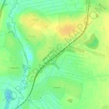 Mapa topográfico Негорелое, altitude, relevo