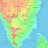 Mapa topográfico Tamil Nadu, altitude, relevo