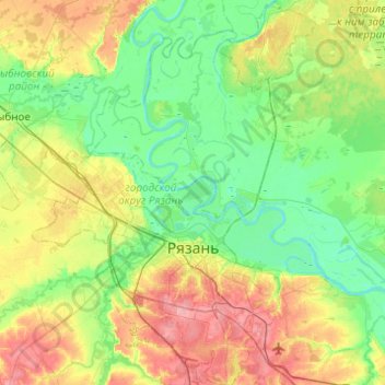 Mapa topográfico Riazan, altitude, relevo
