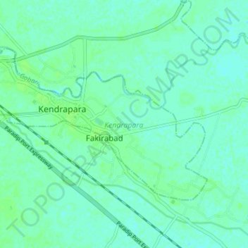 Mapa topográfico Kendrapara, altitude, relevo