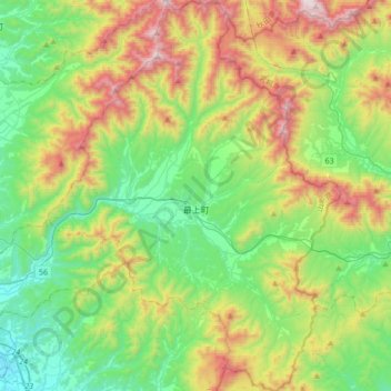 Mapa topográfico 最上郡, altitude, relevo