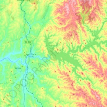 Mapa topográfico Santa Clara-a-Velha, altitude, relevo