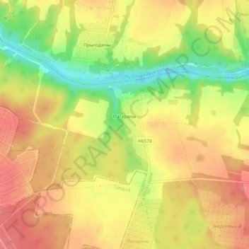 Mapa topográfico Погораны, altitude, relevo