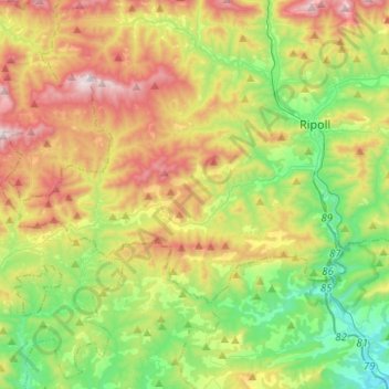 Mapa topográfico les Llosses, altitude, relevo