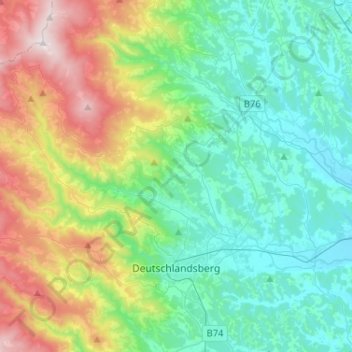 Mapa topográfico Deutschlandsberg, altitude, relevo