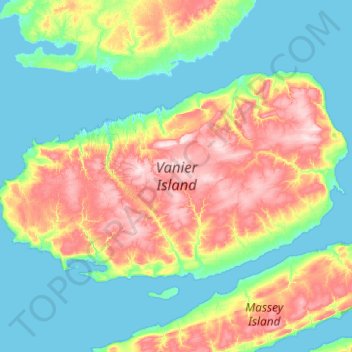 Mapa topográfico Île Vanier, altitude, relevo